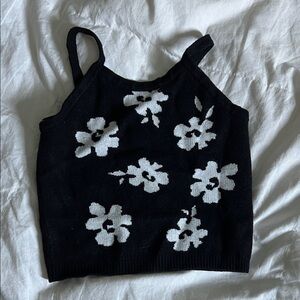 Floral Black and White Kids Tank Top